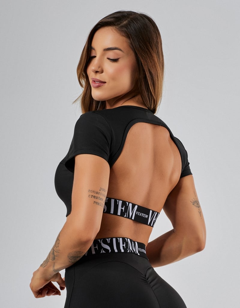 Black Gym Short-Sleeve Top