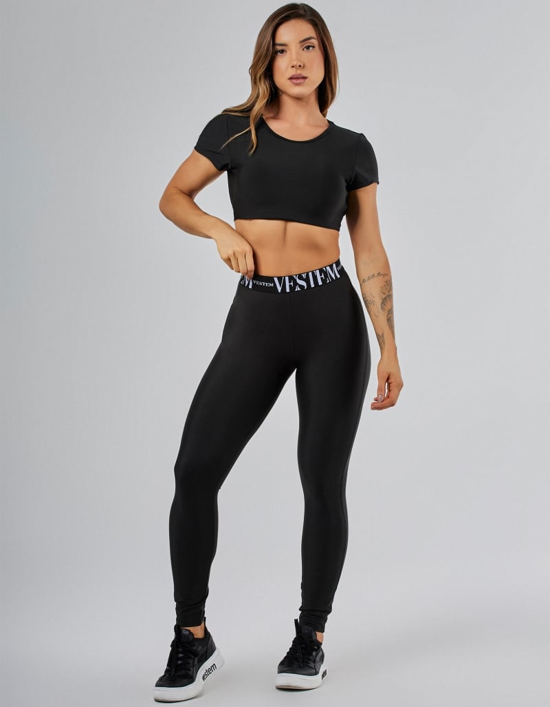 Black Gym Short-Sleeve Top