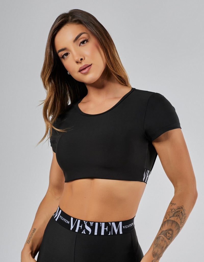Black Gym Short-Sleeve Top